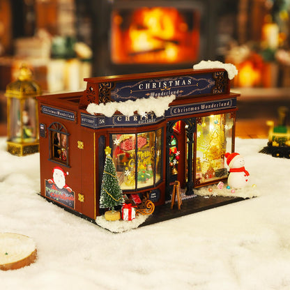 Roroom DIY Miniature and Furniture Dollhouse Kit,Mini 3D Wooden Doll House Craft Model with Dust Proof Cover and Music Movement,Creative Room Idea for Christmas Birthday Gift(ET001)