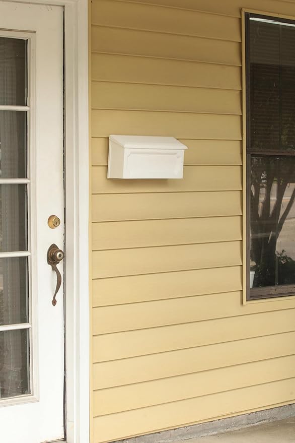 Architectural Mailboxes Windsor Plastic Wall Mount Mailbox, White, Small | Durable rust-resistant build with weather-resistant outdoor construction.