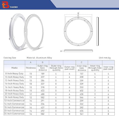 TamBee 16 Inch Lazy Susan Hardware Heavy Duty Metal Rotating Hardware Large Turntable Bearing Ring Lazy Susan Bearing Lazy Susan Parts Lazy Susan Mechanism Lazy Susan Kit Lazy Susan Base Only