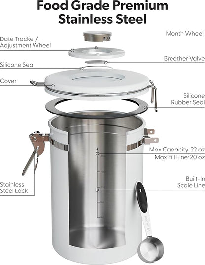 Veken Coffee Canister with Window, Easter Gifts Airtight Stainless Steel
