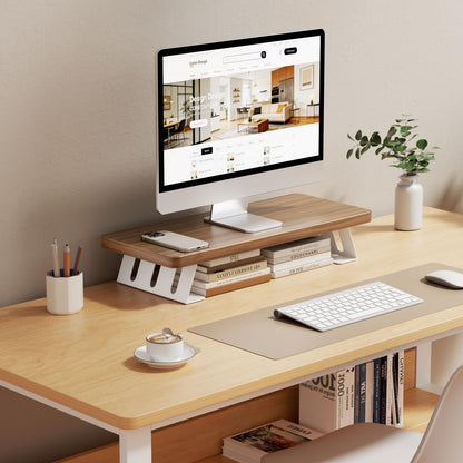 NestNeat Monitor Stand - 24 Inch Wood Monitor Stand Riser, 220 Pounds Load Capacity Desk Monitor Riser for Laptop/PC/Printer, Desktop Stands Organizer for Home Office