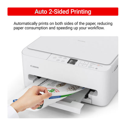 Canon PIXMA TS6520 Wireless Color Inkjet Printer Duplex Printing, White – Home Printer with Copier/Scanner, 1.42” OLED Display, Intuitive Control Panel, Compact Design