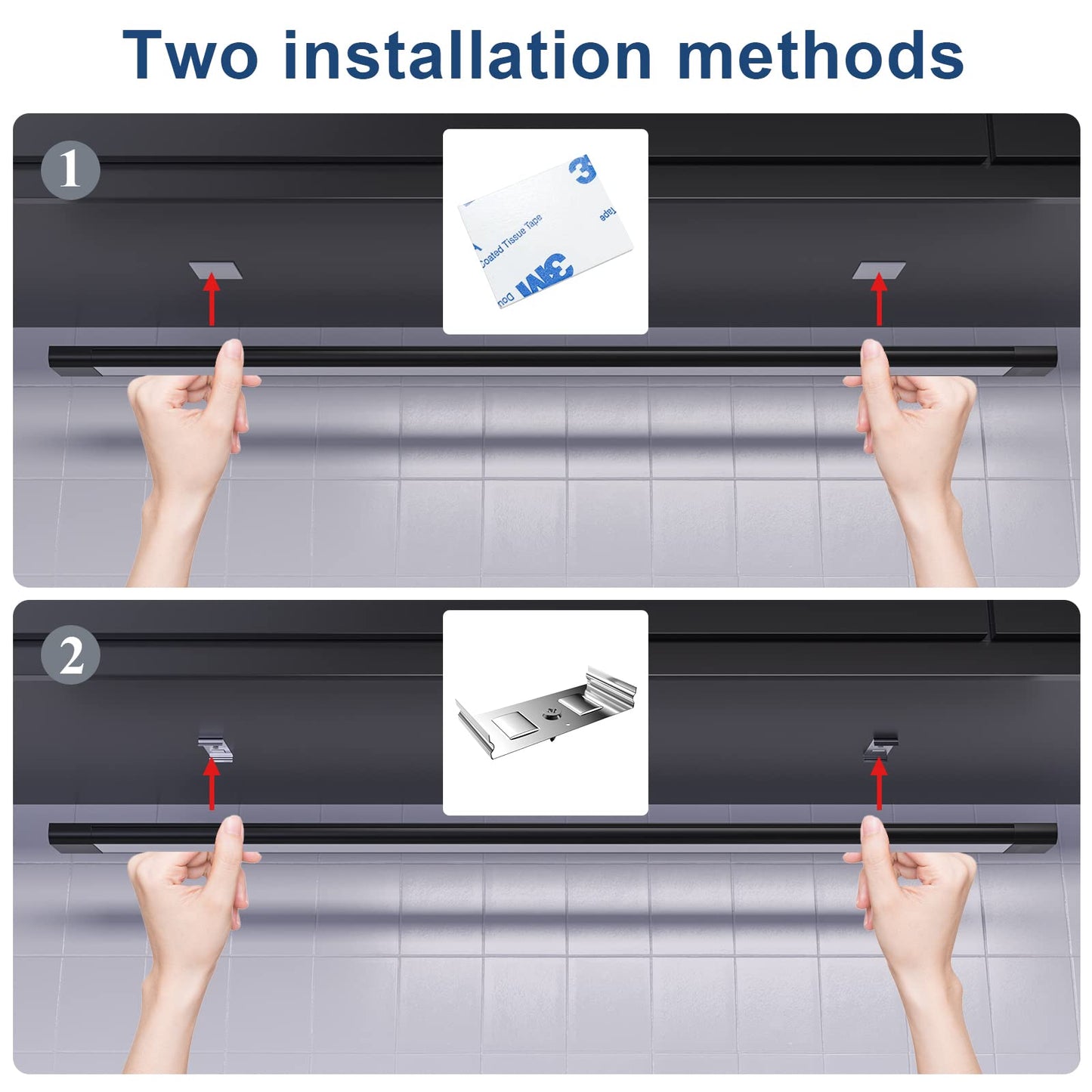 WOBANE Under-Unit Light Kitchen LED Dimmable, Hand Motion Activated, Bright Light Strip with Sensor, 3 x 30 cm LED Kitchen Lighting Under-Unit, Cool White Base Cabinet Lighting for Shelves, Wardrobe