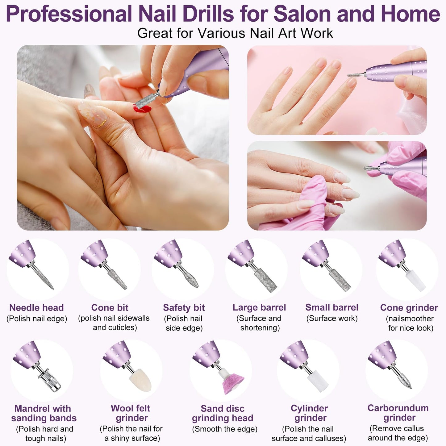 Electric Nail Drill Professional 45000RPM, Portable Smart Touch Display Electric Nail File, 4000mAh Rechargeable Nail Drill Kit for Remover Acrylic & Gel Nails Manicure for Salon Home