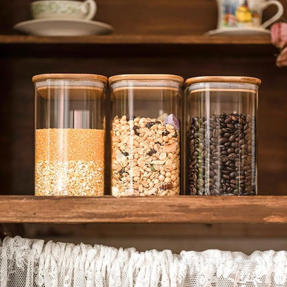 Glass Food Storage Jars 37 oz Set of 6, Glass Storage Containers Clear Glass