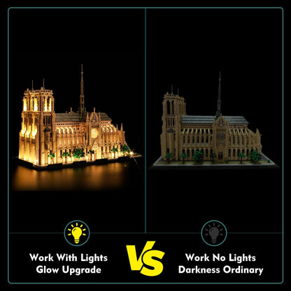 LocoLee Light Kit Compatible with Lego Notre Dame Cathedral Architecture 21061, Creative Lighting Set Accessories Compatible with Lego Paris Notre Dame 21061 Set, No Models Only Light (RC Version)