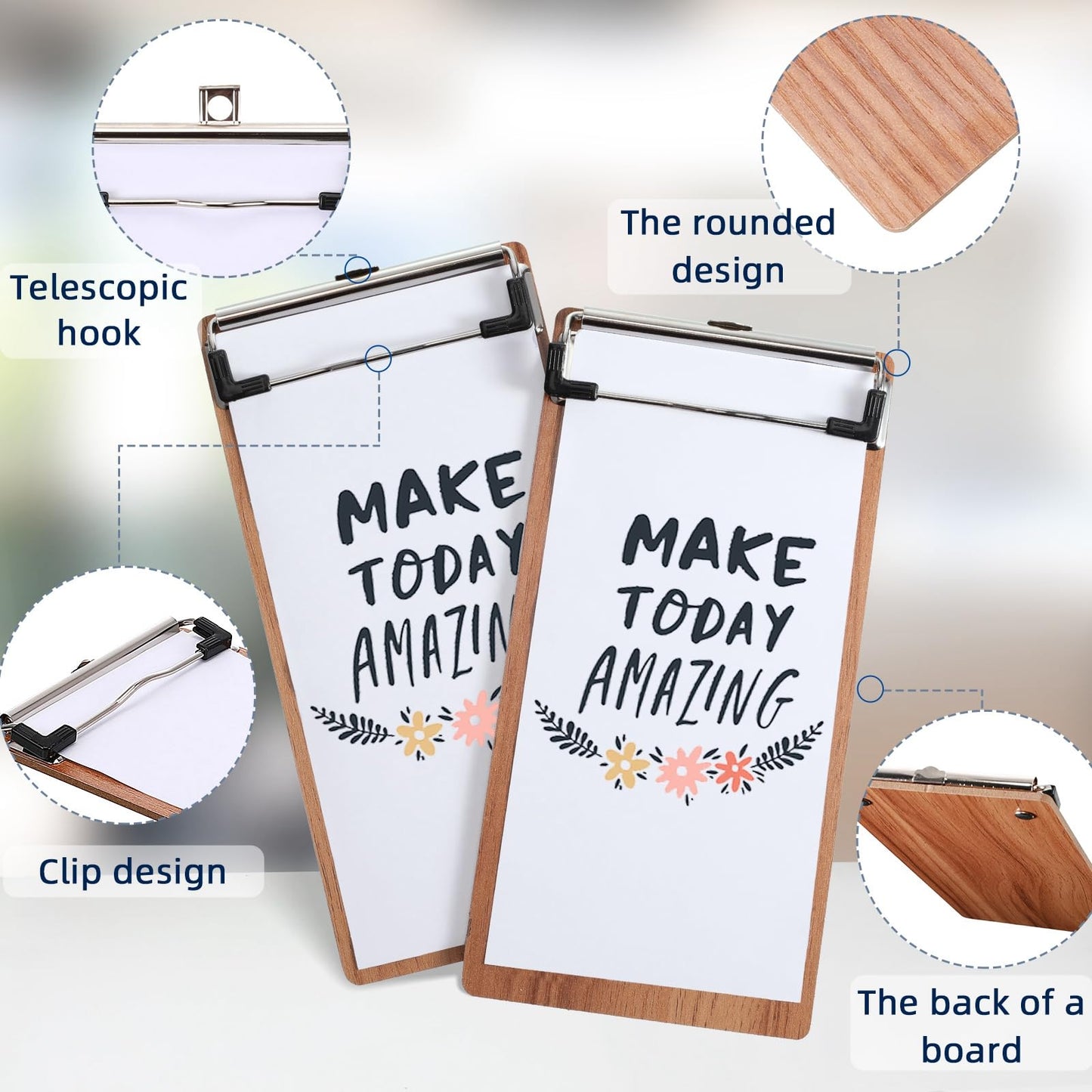 Epakh 40 Pcs Mini Clipboard Small Clipboards Wooden Half Page Clipboard Wood Check Presenters Kids Clipboards for Restaurant School Waitress Guest Server Books Menu Holder, 8 x 4 Inch