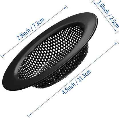 2 Pcs Black Stainless Steel Mesh Sink Drain Strainer, 4.5" Top / 3" Kitchen