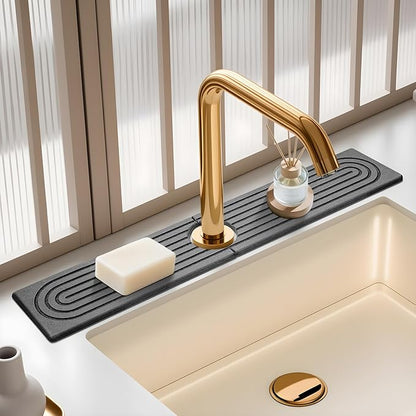 Faucet Mat for Kitchen Sink, Diatomite Quick Drying Tray, Long 23.6'' Kitchen