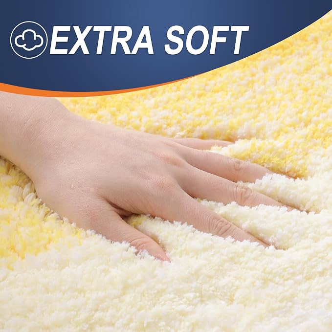 OLANLY Bathroom Rugs Mat 34x21, Extra Soft Absorbent Microfiber Bath Rugs, Rubber Backing, Quick Dry, Machine Washable Bath Mats for Bathroom Floor, Tub and Shower, Home Decor Accessories, Yellow
