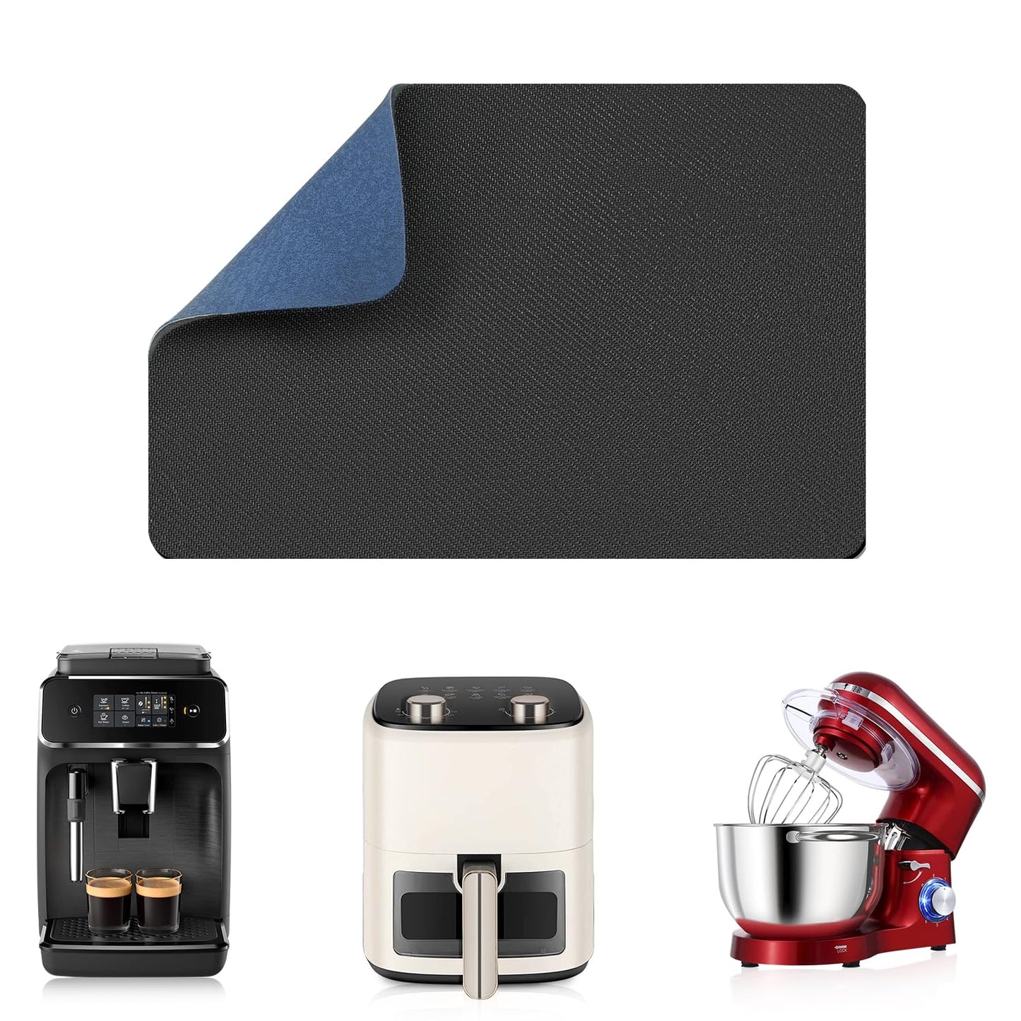 LOPNUR 14"x10" Small Appliance Slider, Appliance Sliders for Kitchen Appliances, 360° Rotating Sliding Tray for Coffee Maker, Heat Resistant Mat Cut to Fit Stand Mixer Air Fryer Microwave, Gray