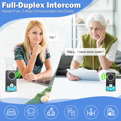 UHAXZ Intercoms Wireless for Home, Full Duplex 2 Way Intercom System, 1500ft Long Range Intercom with 8 Volume Levels, Rechargeable Battery & 4 Chime for Home Office & Business (3 Pack)