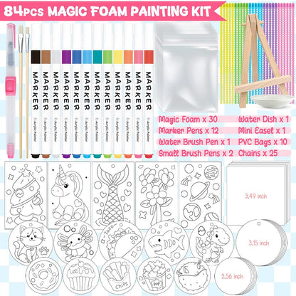 Cocostar Magic Foam Texture Painting Kit - 84pcs Arts and Crafts for Girls 4-6-8-10, Puffy Magic Paint Set, Kids Paint by Number, 3D Art Craft for Kids - Ideal Gifts for Girls 4 5 6 7 8 9 10