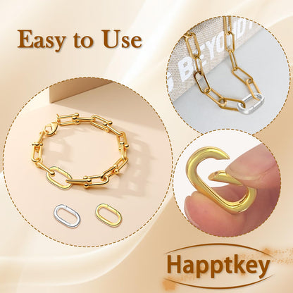 8PCS Oval Clasp Carabiner Necklace Connector Stainless Steel Spring Clasps Bracelet Closures Keychain Lock Clasps Necklaces Clips Key Ring Bracelets Shortener for Jewelry Finding DIY Making Kit (A23)