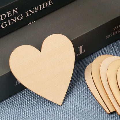 Wood Heart Cutouts, 200 PCS 3.15 Inch Unfinished Wooden Hearts for Guest Book for DIY Crafts, Wedding Decor, and Valentine's Day Ornaments