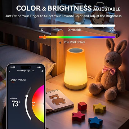 Auxmir Smart Night Light, Dimmable Nursery Table Lamp for Baby Work with App/Voice Control, LED Lamp with Music Sync and 100+ Scene Modes, Bedside Timer Lamp for Bedroom Living Room Sleep Aid(Corded)