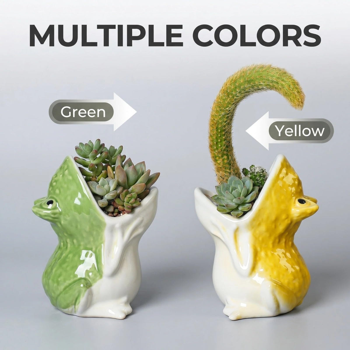 SUSOYAOCHEN Cute Animal Ceramic Succulent Plant Pots, Aloe Cactus Indoor Outdoor Small Bonsai Planter Flowerpot Use for Home Garden Decoration,Plants Not Included (Green)