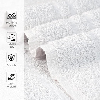 Hand Towels - White Economy Salon & Spa Towels - 100% Cotton, Highly Absorbable