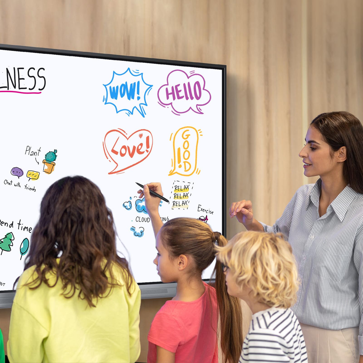 NEWORK 65 Inch 4K Smart Board - Google EDLA-Certified Interactive Whiteboard, Android 14, 50-Point Touch, Wireless Casting - Digital Whiteboard for Classrooms & Hybrid Offices (Board Only)