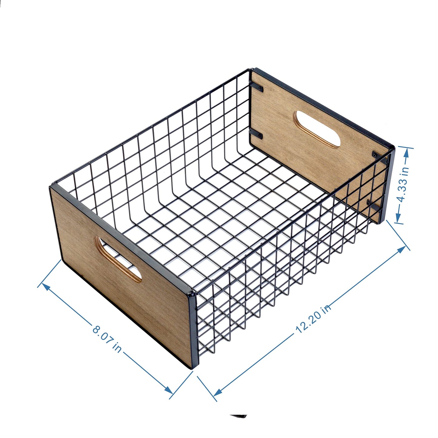 [ Extra Large ] TIEYIPIN Nesting Countertop Baskets, Metal Wire Storage Basket with Wooden Handles, Storage Organizer Bin for Kitchen Cabinets, Bathroom, Pantry, Garage, Laundry Room, Set of 2