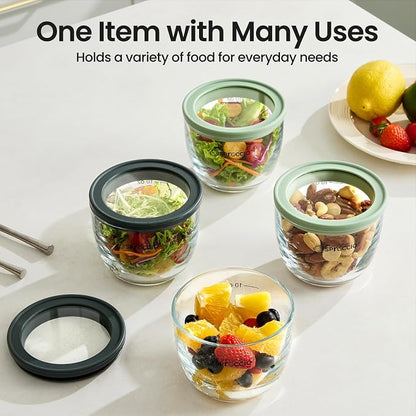 Glass Meal Prep Bowls Set - Leakproof Lids,13 oz (4-Pack Multicolored) Perfect for Meal Prepping, Portion Control, and On-the-Go Lunches BPA-Free