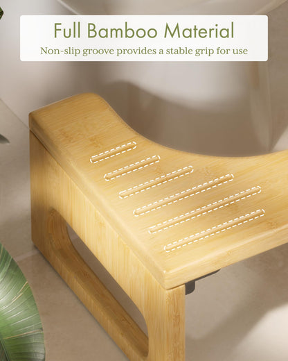 AmazerBath 7 Inches Bamboo Toilet Stool Squat for Adult, Foldable Squatting Potty Stools for Bathroom, 0.79" Thickness Poop Stool with Non-Slip Strip, Space-Saving, No Assembly Required, Natural Color
