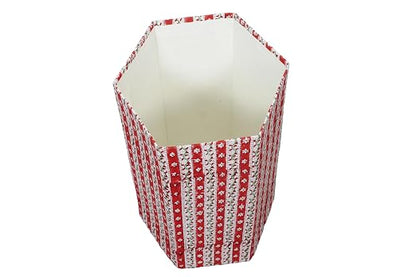 Generic 3.3 Gallon Cotton Hand Block Printed Paper Waste Basket |Small Decorative Trash Can for Housewarming Gifts in Living Room, Bedroom, Bathroom | Eco-Friendly, Plastic-Free (1, RED White)