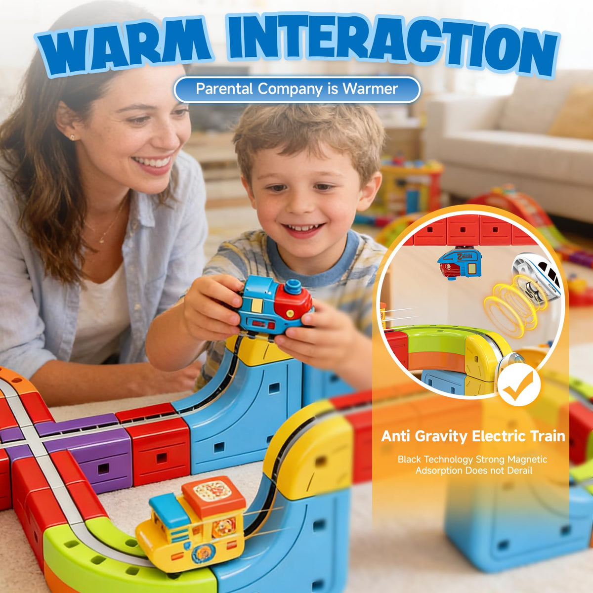 3D Infinity Cube Track Magnetic Electric Train Set for Kids 4 6 7 8,Toy Vehicle Playsets for Toddlers 3-5 Train Set Learning Gift,141 Pcs/2 car