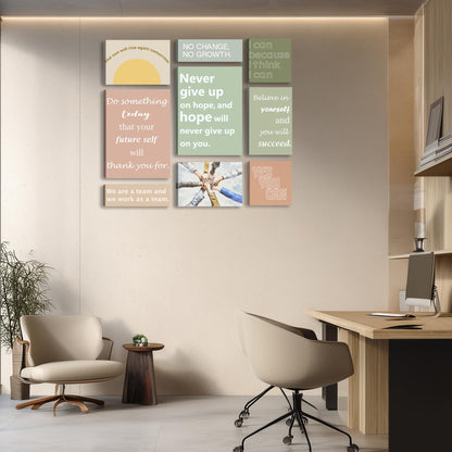 9-Pieces Framed Canvas Set Motivational Wall Decor Office Inspirational Wall Art Motivational Quotes Posters Positive Affirmation Office Wall Decor Office Wall Art Living Room Bedroom Prints Artwork