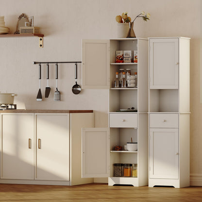 Viaozutis Tall Bathroom Cabinet, Storage Cabinet with 2 Doors & 2Drawer, with Ajustable Shelve, for Bathrooms, Kitchens,Entrances（White）