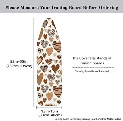 Leopard Hearts Ironing Board Cover Resist Scorching Cover Heavy Duty Padded