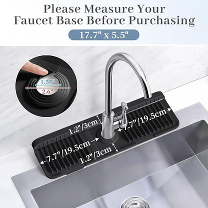 PoYang 17.7 inch Faucet Mat for Kitchen Sink Splash Guard, 7° Slope Silicone