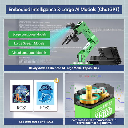HIWONDER ROS2 ChatGPT Robotic Arm 6DOF Flexible Smart Robot Large AI Models Programming Robot Arm Kit ROS Education AI Vision & Voice Command Scene Understanding, JetArm Ultimate & Jetson Nano 4GB