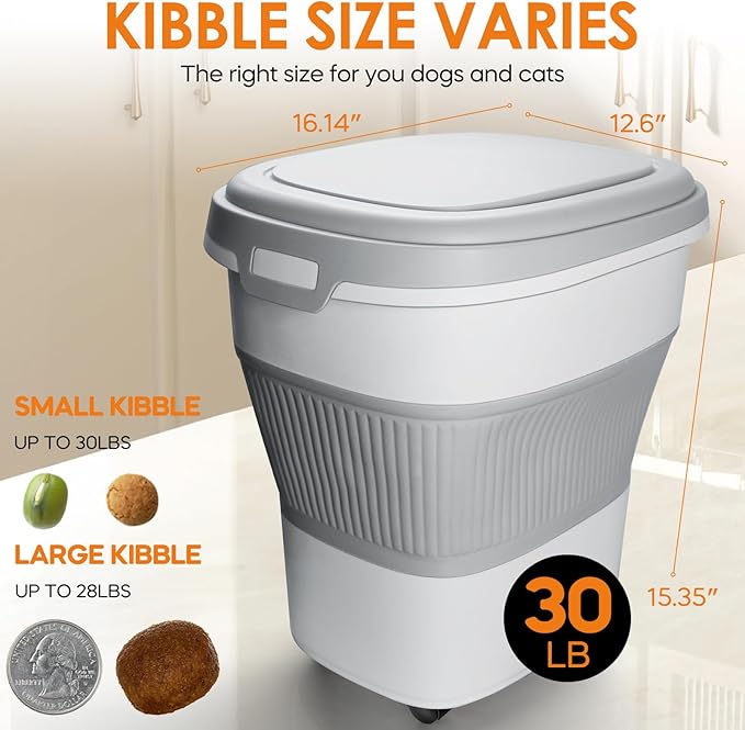 28-30Lbs Dog Food Storage Container, Collapsible Dog Food Container