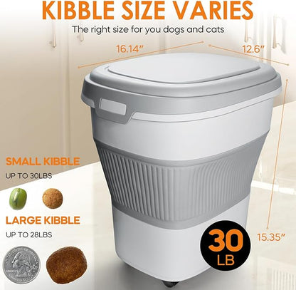 28-30Lbs Dog Food Storage Container, Collapsible Dog Food Container