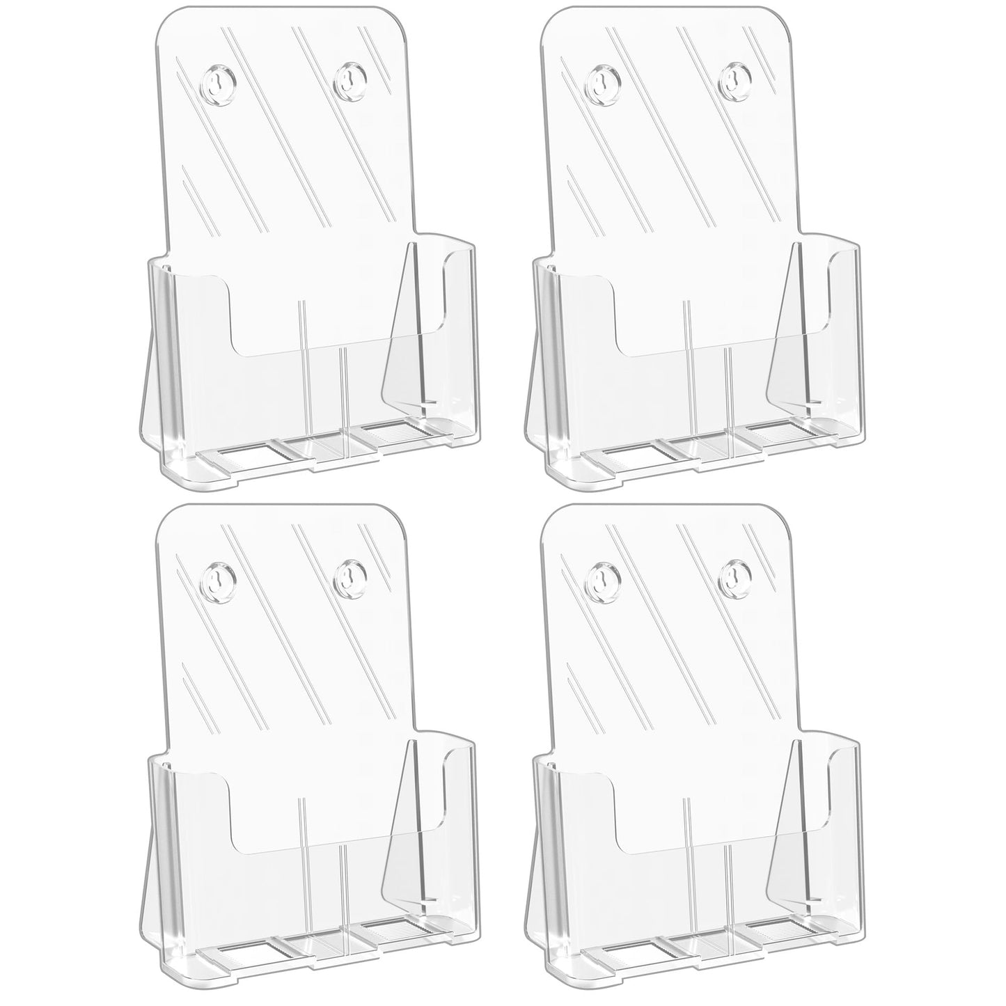 HLF-ho Brochure Holder 8.5x11 Inch Acrylic Literature Holders Clear Plastic Flyer Display Stand Countertop Use or Wall Mount Pamphlet Holder Organizer for Office, Lobby, Hotels, Trade Shows, 4 Pack