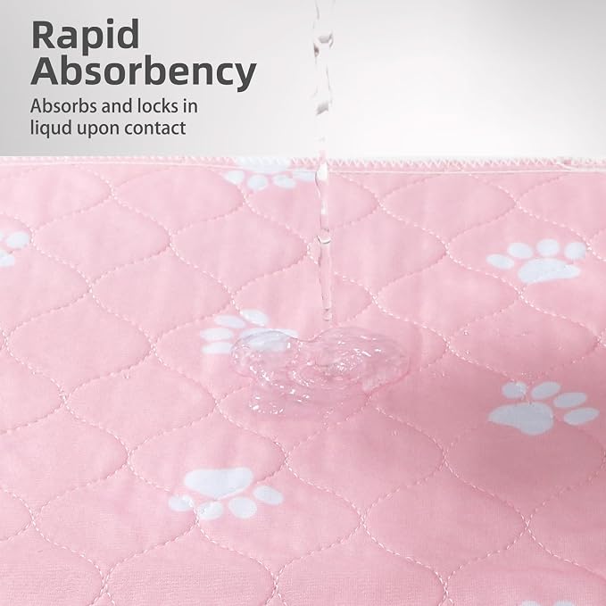 PUPTECK Washable Pee Pads for Dogs - Waterproof Reusable Puppy Potty Training Pads Whelping Mat - Fast Absorption Non-Slip Pet Food Feeding Mat (Pink, 48x60 Inch (Pack of 2))