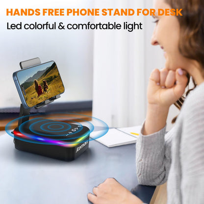 JTEMAN Gifts for Men Women,Cell Phone Stand with Bluetooth Speaker,LED Light,and Lanyard,Cool Tech Gadgets,Unique Birthday Gifts for Men Husband Mom Dad