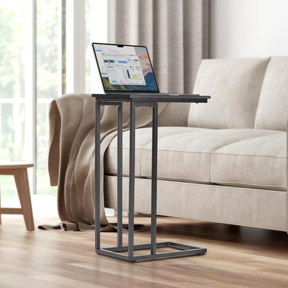 fusehome C-Shaped End Table, for Living Room, Bedroom, Small Spaces, TV Tray Couch Side Tables Laptop Table, Black