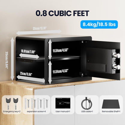 Grimtron 𝟐𝟎 𝐋𝐁 Smart Biometric Safe with Fingerprint Lock, Silent Mode, Backlit Keypad and LED Light, Small Caja Fuerte 𝐆𝐢𝐟𝐭𝐬 𝐟𝐨𝐫 𝐌𝐨𝐭𝐡𝐞𝐫‘𝐬 𝐃𝐚𝐲(9.84"H x 9.84"D x 13.78"W)