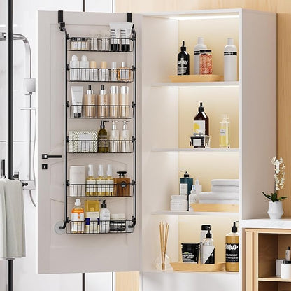 Delamu Over the Door Pantry Organizer, 6-Tier Metal Pantry Door Organization