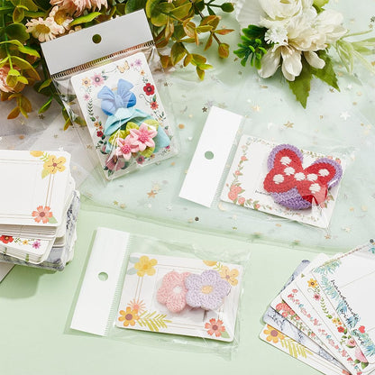 PH PandaHall 120pcs 6 Styles Hair Clip Display Cards, 7 x 5cm Rectangle Kraft Paper Claw Clip Organizer Hair Bow Holder Cards Barrettes Collecting Card with OPP Bags for Hair Selling Small Business