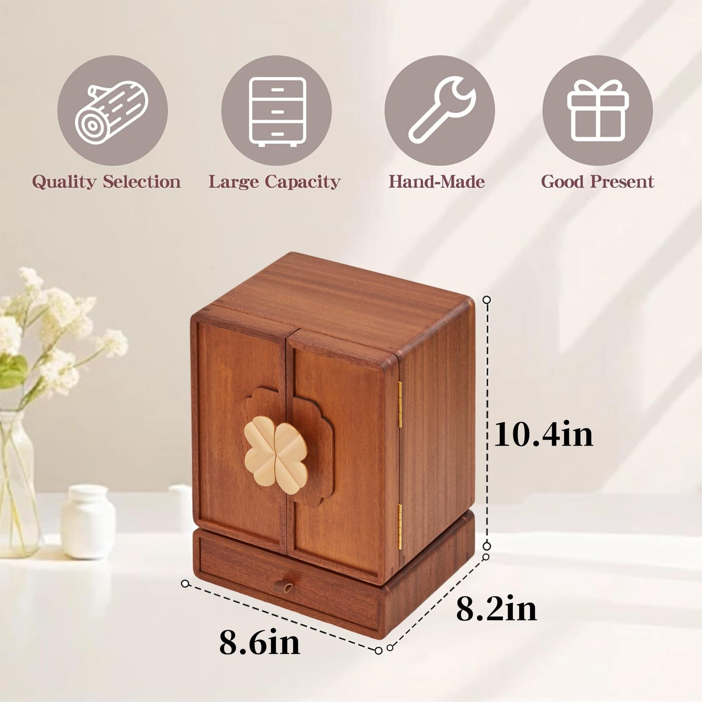 KAOTGOT Jewelry Box for Women Wooden Jewelry Box Organizer With Drawers Jewelry Storage Organizer for Earring, Ring, Necklace, Bracelets