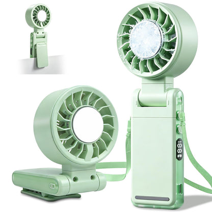 HEEYCEM 4-IN-1 Clip-On Portable Fan Rechargeable Handheld Mini Fan with lce Cooler,5 Gear High Speed 360° Rotatable Small Pocket Fans, for Outdoor, Travel, Beach, and Office (Green)