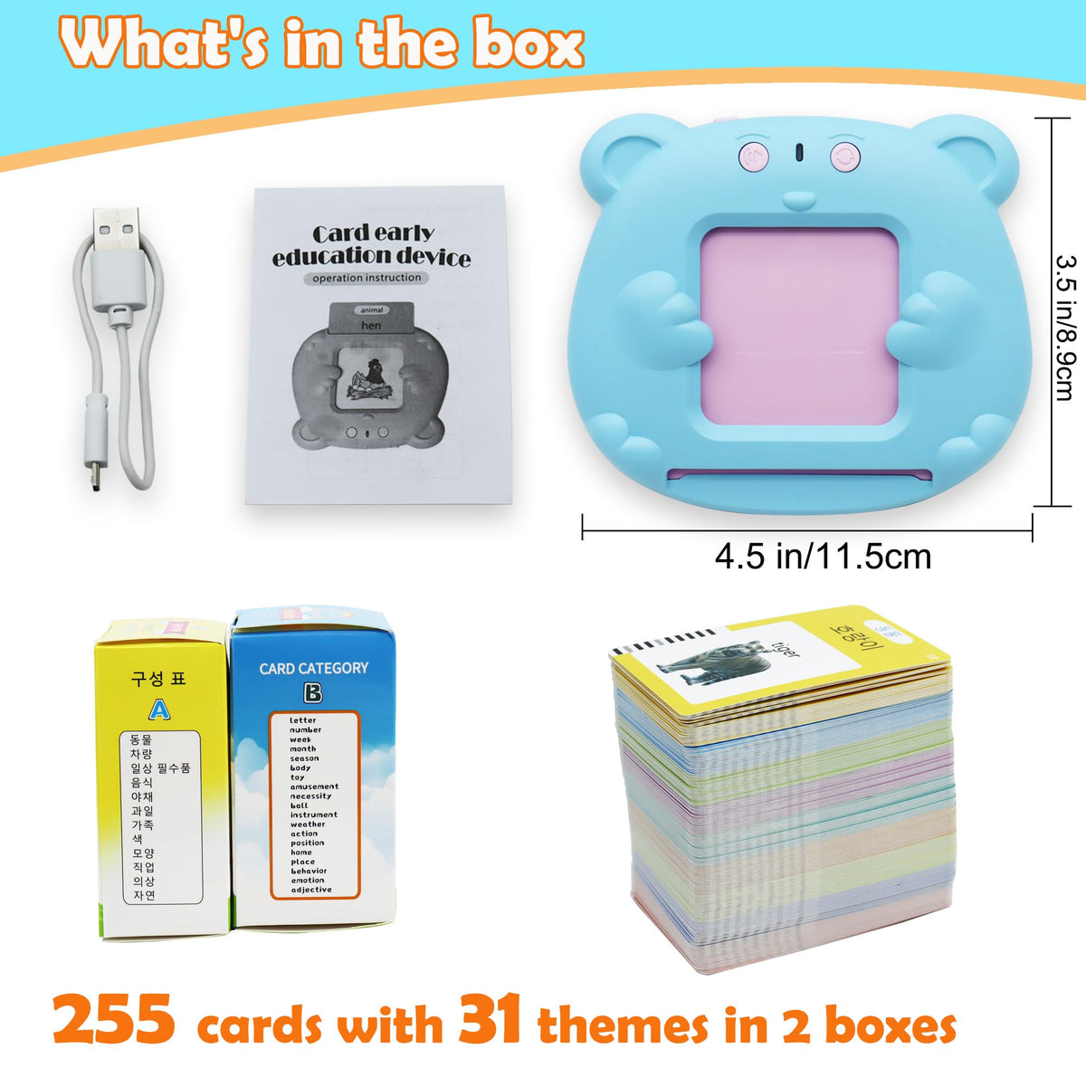 MAYAPHILOS 510 Words English and Korean Talking Flash Cards Bilingual, Educational Toy, Korean Language Learning Toys Pocket Speech for Toddlers