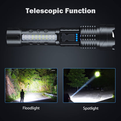 Cinlinso Flashlight High Lumens Rechargeable 2 Pack, 990000 Lumen Super Bright Led Flashlights with 7 Light Modes, IPX6 Waterproof, Powerful Handheld Flash Light for Camping Home Emergencies