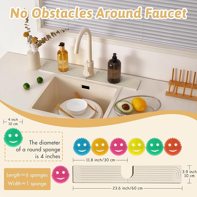 New Version Super Absorbent Faucet Mat, Kitchen Sink Dish Drying Stone Tray