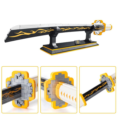 SATHIBI Zenitsu Demon Swords Building Set,39in Demon Sword Building Block with Scabbard and Stand Model Kits Toy,Creative Samurai Sword Gifts for Adults and Kids Boys 8-14 (956 PCS)