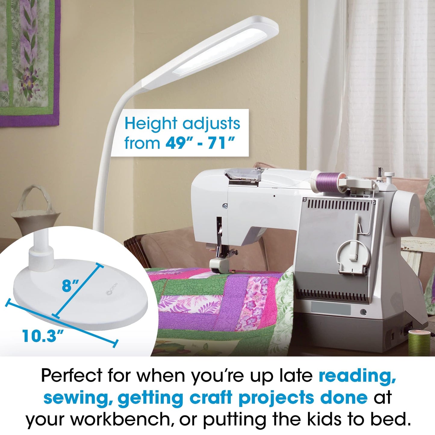 OttLite ClearSun Flex LED Floor Lamp with LED Technology - Touch Activated Controls, Adjustable Neck, Smart Memory Feature - Great for Office, Home, Dorm, Bedroom, College, & Living Room