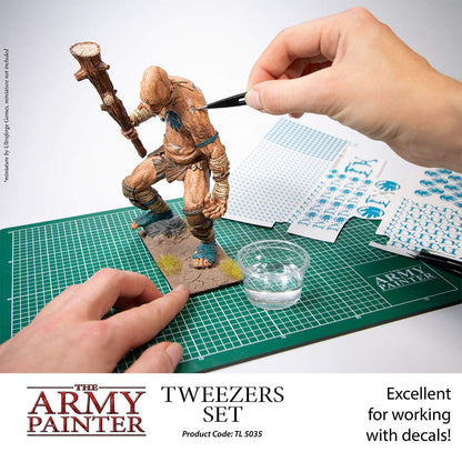 The Army Painter 2-Piece Precision Tweezers, Set of Slant & Pointy Tweezers, Craft Tweezers Precision Fine Point for Assembling Miniatures, Small Crafting Tweezers: 95mm Flat Tip & 103mm Pointy Tip